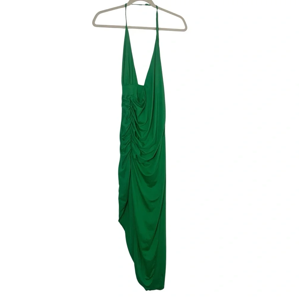 NWT Revolve Superdown XS Glamorous Green Halter Grecian Goddess Dress High Slit